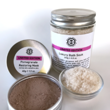 Organic Pamper Gift Pack Luxury Bath Soak and Natural Pomegranate Face Mask